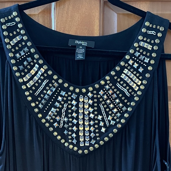 Fun Style & Co Woman’s Plus 3X Black Tank with Copper and Silver Bling!  NEW NWT - Picture 7 of 7